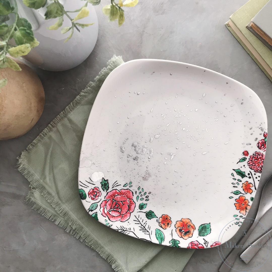 DIY CERAMIC FLORAL PLATES