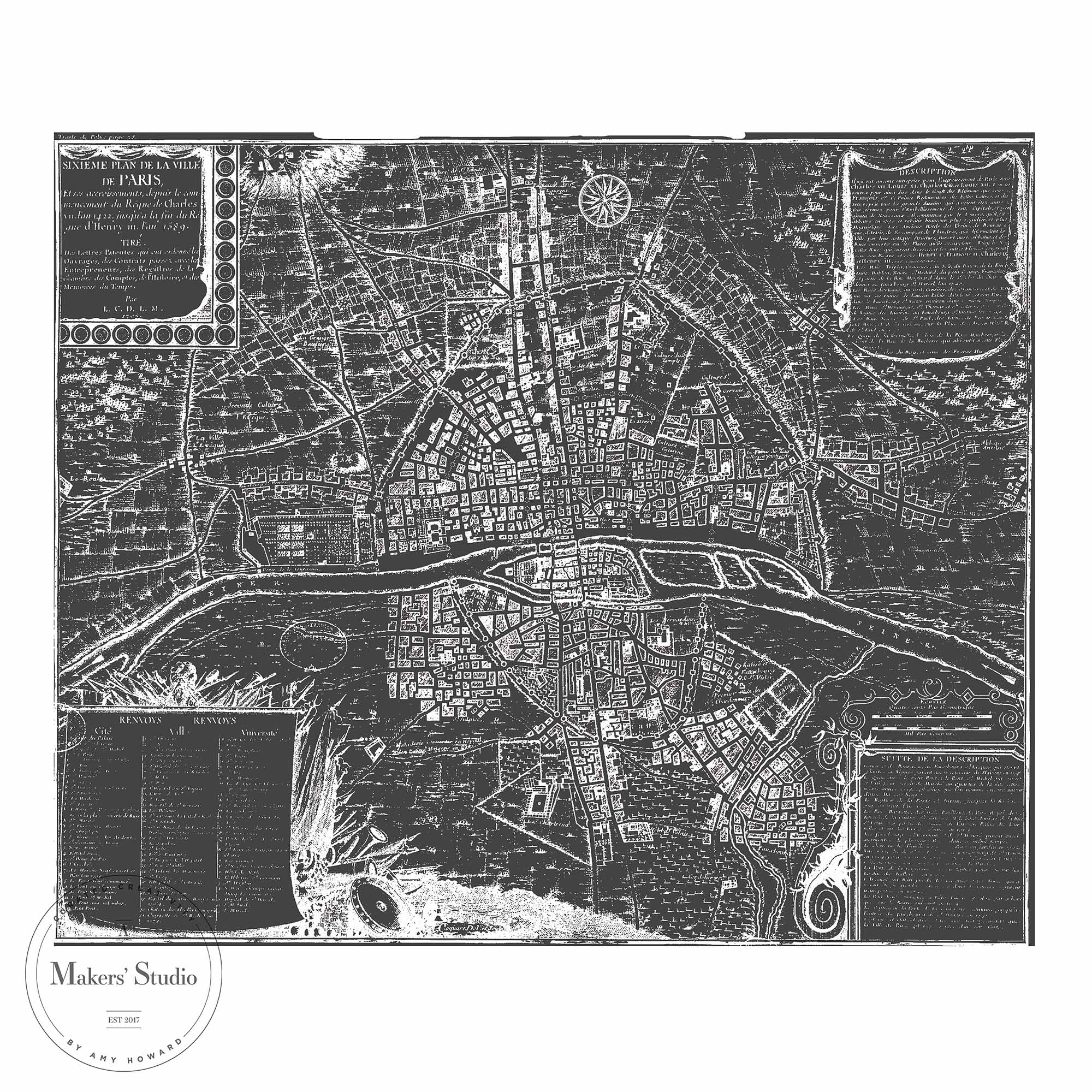 Paris Map - Mesh Stencil 18x24